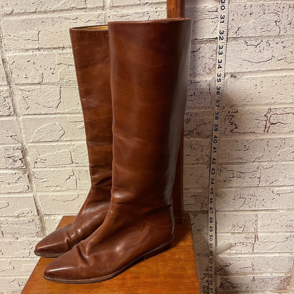Vintage Joan & David  Couture Brown Leather Riding Boots 6.5 or 7